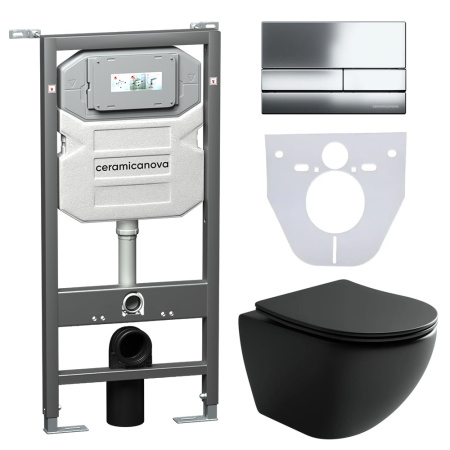 Инсталляция с кнопкой + унитаз + шумоизоляция Ceramica Nova CN4002MB_1002CH_1000